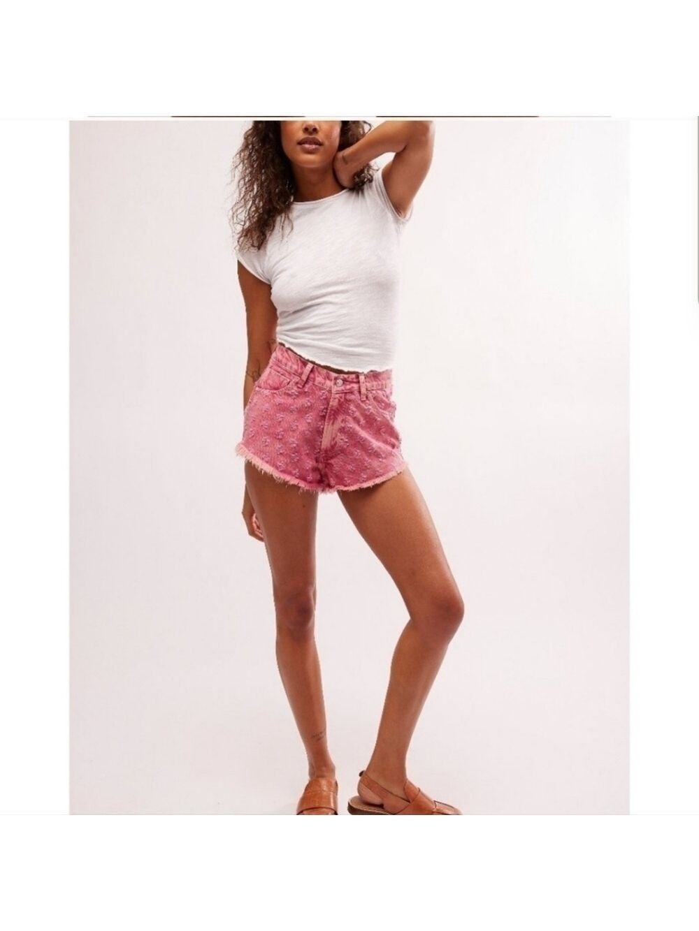 🆕 FREE PEOPLE Mixed Emotions Hi Lo Shorts / Dragonfruit Sorbet